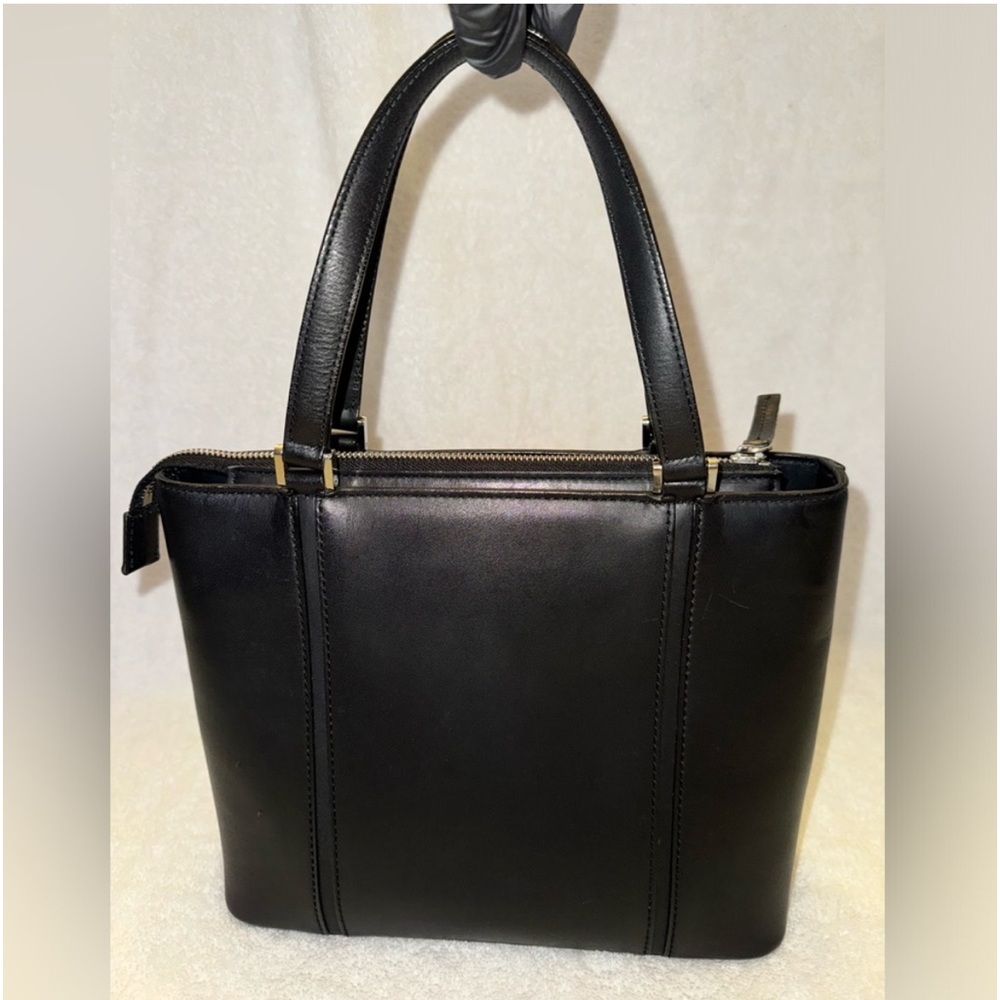 EUC, COA BURBERRY Vintage Logo Nova Check Tote Hand Bag, Black Leather, Silver